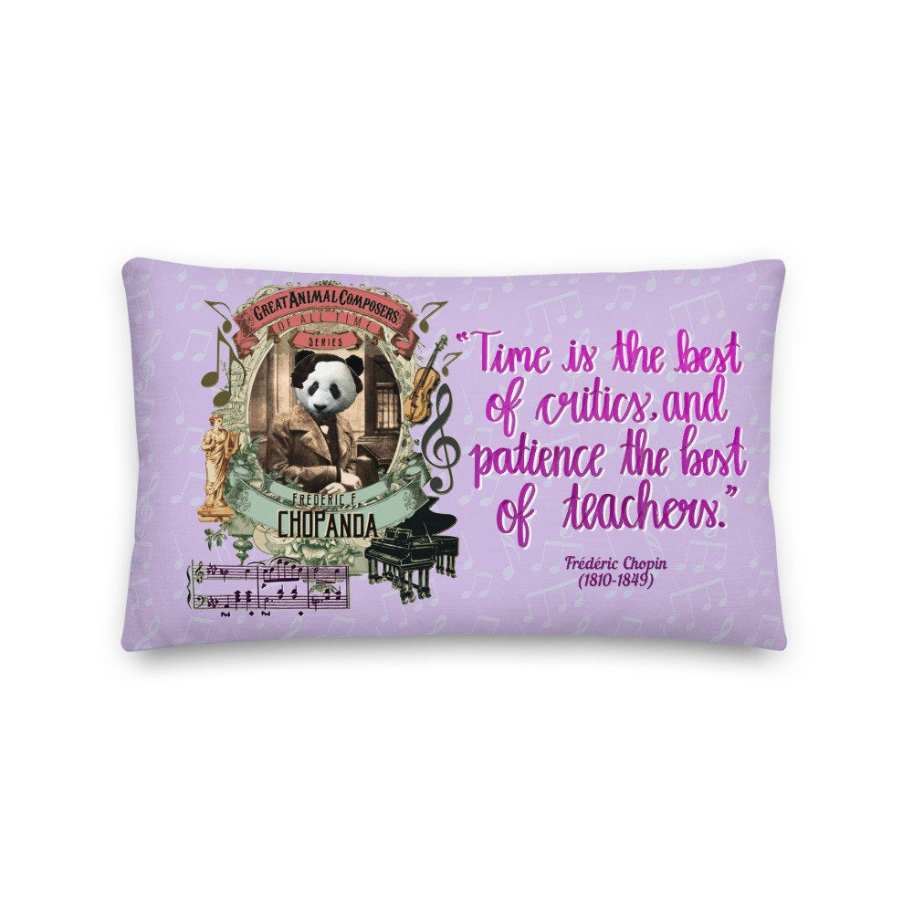 AnimalComposers's tweet photo. New! #Pillow with #Chopin Quote "Time is the Best of Critics, and Patience the Best of Teachers." ** https://t.co/oreTZm3wZv ** With #pun Frรฉdรฉric #Chopanda #piano #panda On the back side #MusicSheet #Prelude #Raindrop #Notes This item makes a great #pianoteacher #gift https://t.co/I0PszXDCo6