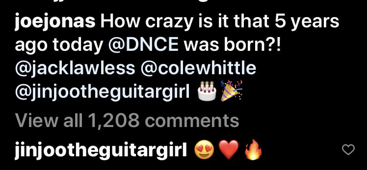 JinJackJoeDNCE's tweet photo. Reactions to JoeJonas insta post about @DNCE Jinjoo, Marissa, Garbo, AshleyGraham, Republic Exec and Richard #5YearsOfDNCE #StreamCBTO https://t.co/jvtdAHdcLW