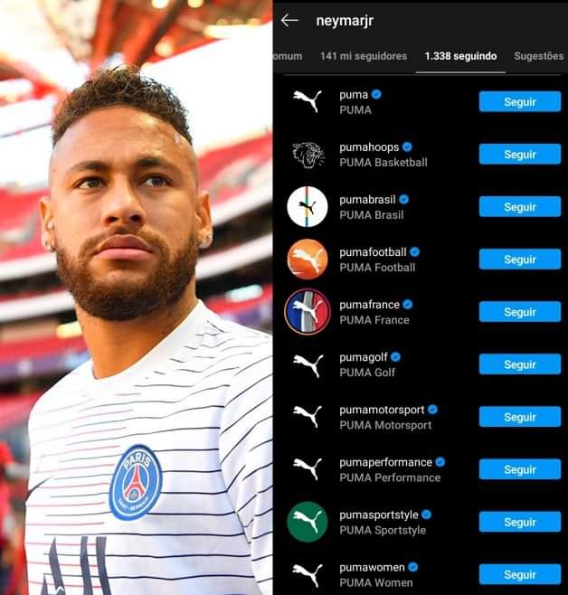 FutRaiz_Fc 🎗️ on Twitter: "Neymar já está seguindo os perfis da Puma no  Instagram. 👀🔥… "