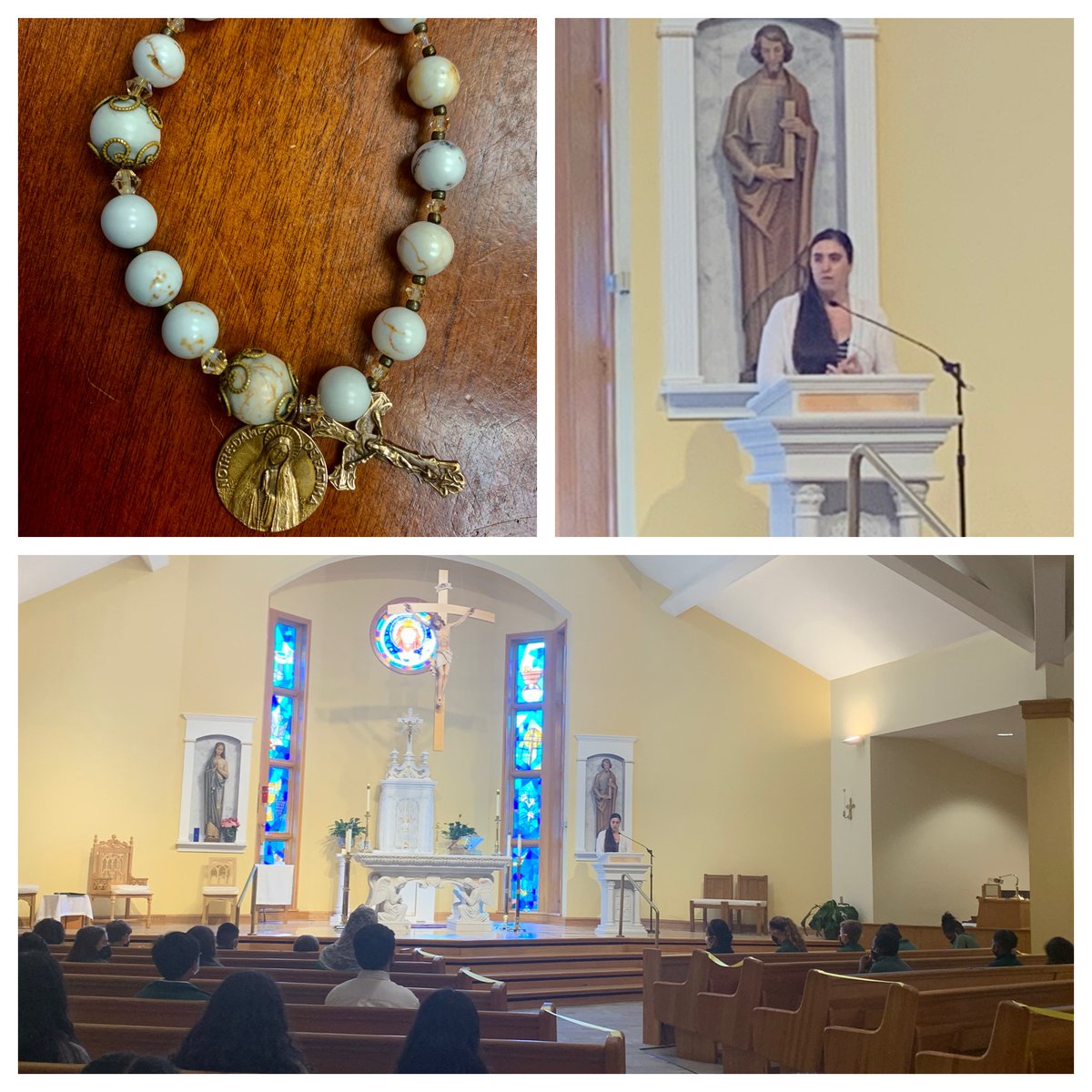 Junior High students took extra time today to remember 9-11-2001.  Ms. Diffenback shared her experience as a 5th grade student in New York City on that unforgettable day!  Students concluded with a rosary in memory of those who lost their lives.