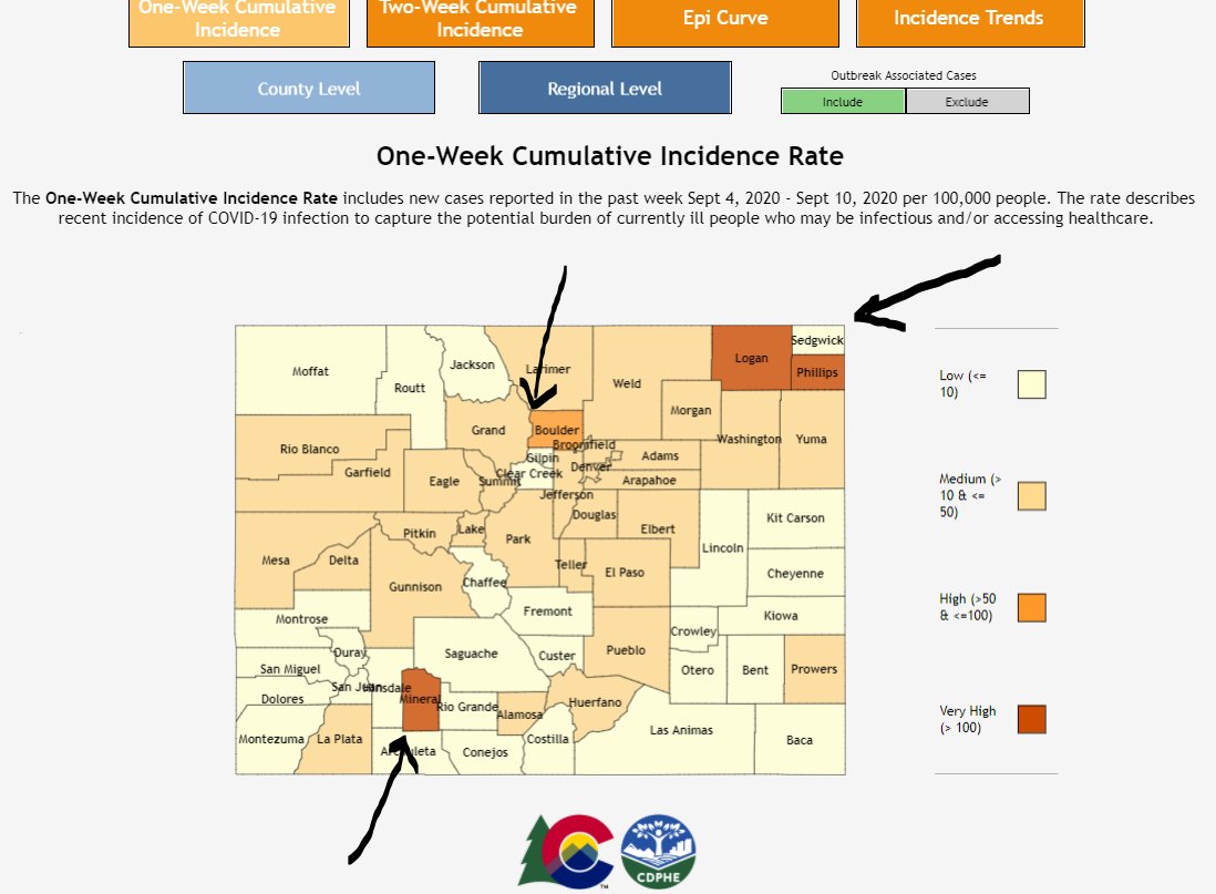 INCIDENCE RATEThree areas of (slight) concern... Boulder County (we discussed this earlier) Far NE Colorado Mineral County