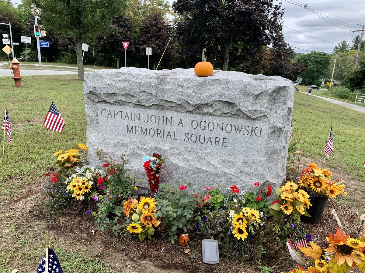 Made a pilgrimage on this #9/11 to the Ogonowski Farm in Dracut. My old hometown is proud of native son Capt #JohnOgonowski pilot of AA Flight 11. I was there with #WCVB crew 19 years ago after terrorists rocked this town &amp; the world. #NeverForget #DracutMA