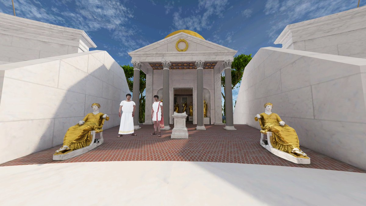 Hadrian's Villa South Theater #Fact 7: It includes a temple, which some Roman style theaters did. #ancientart #ancientsculpture #education #3dmodeling
#twitterstorians #ancienthistory #ancientrome #virtualtourism #virtualreality #virtuallearning #ancientreligion #Temples