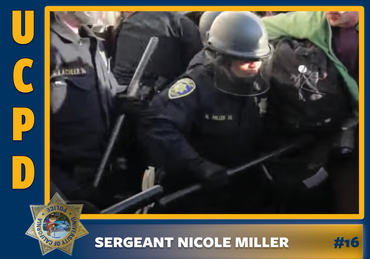 UCPD Sgt. Nicole Miller, seen at 2:31 here (), falsified a statement of probable cause to detain a journalist after a separate protest. The case was settled for $162.5K, so she was promoted.  #makessense  #acaberkeley