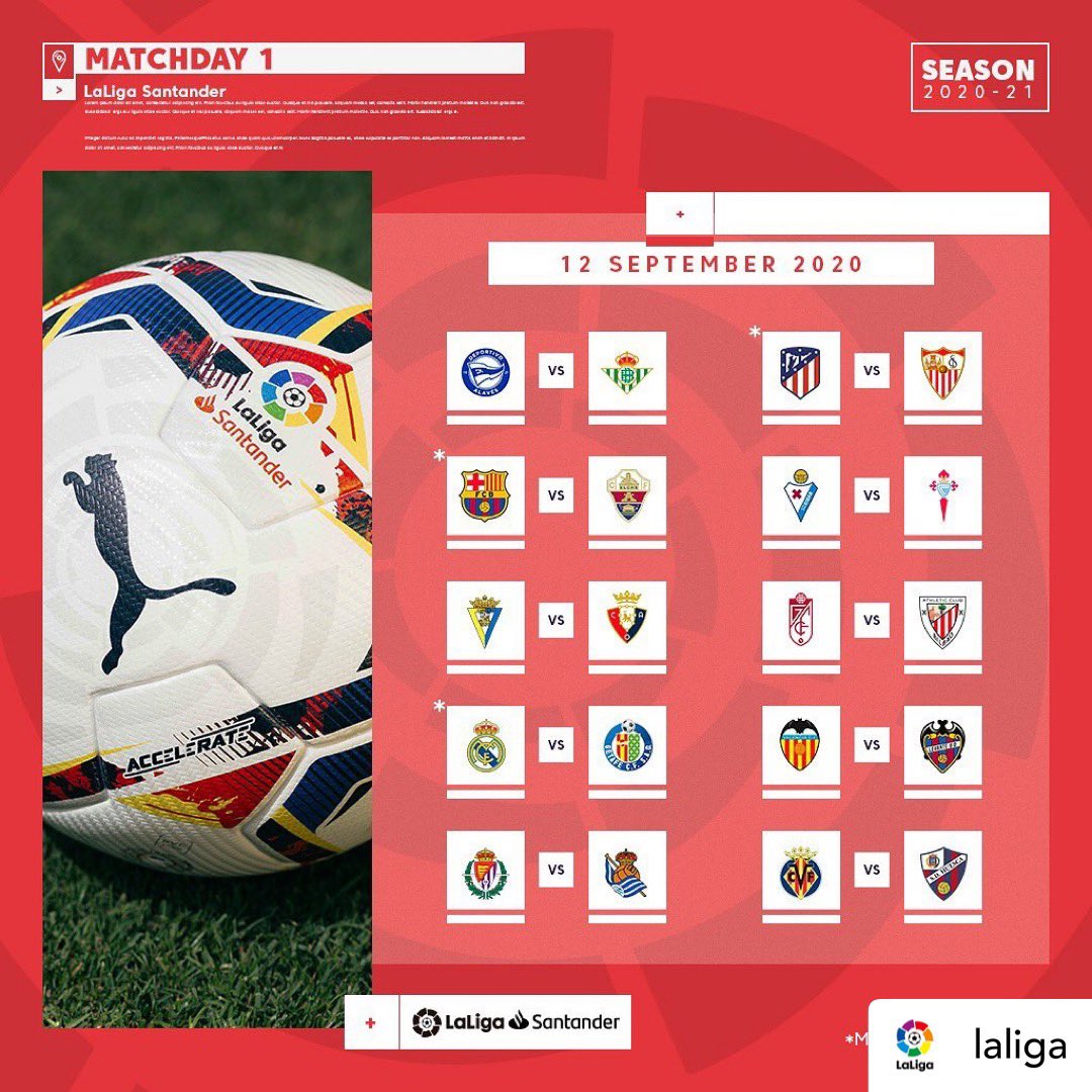 boxscorelive1's tweet photo. MATCHDAY 1 of #LaLigaSantander  2020/21 is here! ⚽️🔙

What are your picks? 🏆⚽️

Download the app 📲 and play the MATCHDAY 1 trivia. 

#LaLigaSantander #RealMadrid #realbetiscádiz #soccer #AtleticoMadrid #Laliga #Trivia https://t.co/w1T2ko3I6j