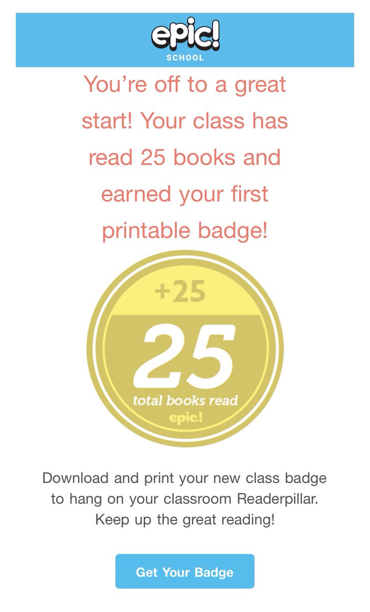brittgash's tweet photo. After a difficult week of feeling like I’m troubleshooting technology all day, I just got this email. May have taken a lot of patience to get everyone on the app but we quickly hit a medal already this week! 👍🏼🎉 📚 https://t.co/vR4FYGn5O3