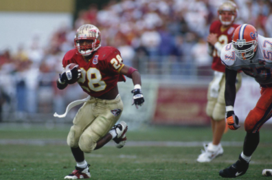 3) At Florida State, Warrick Dunn became one of the best running backs in the country.Accomplishments:- All American- 3x All-Conference- Leading rusher in school history All throughout his time as a Seminole, Warrick continued to help parent his 5 younger siblings.
