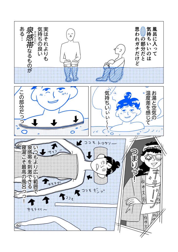 『テルマー湯に行こう。』9P(3/3)
土日予定ない人、平日の疲れが溜まってる人、肌荒れしてる人、肩こってる人、全員読んでほしい。
テルマー湯はいいぞ!
もっというと…テルマー湯にある、あの風呂が最高だぞ!
とりあえず、行こう。
#漫画が読めるハッシュタグ 