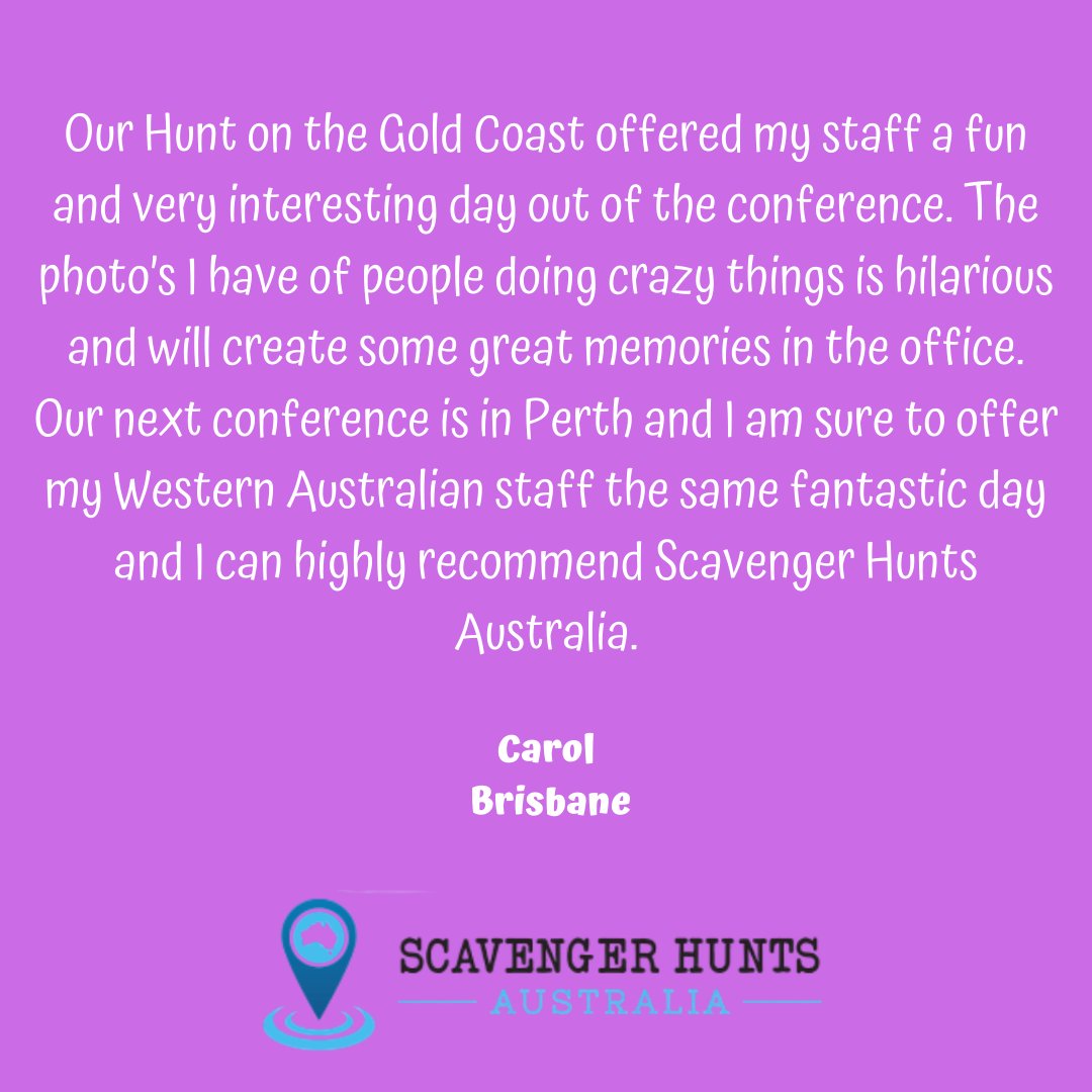 ScavHuntsAust's tweet photo. We LOVE a testimonial by a happy client!☺️
Thanks for the appreciation Carol. https://t.co/MwnhRuzGtY