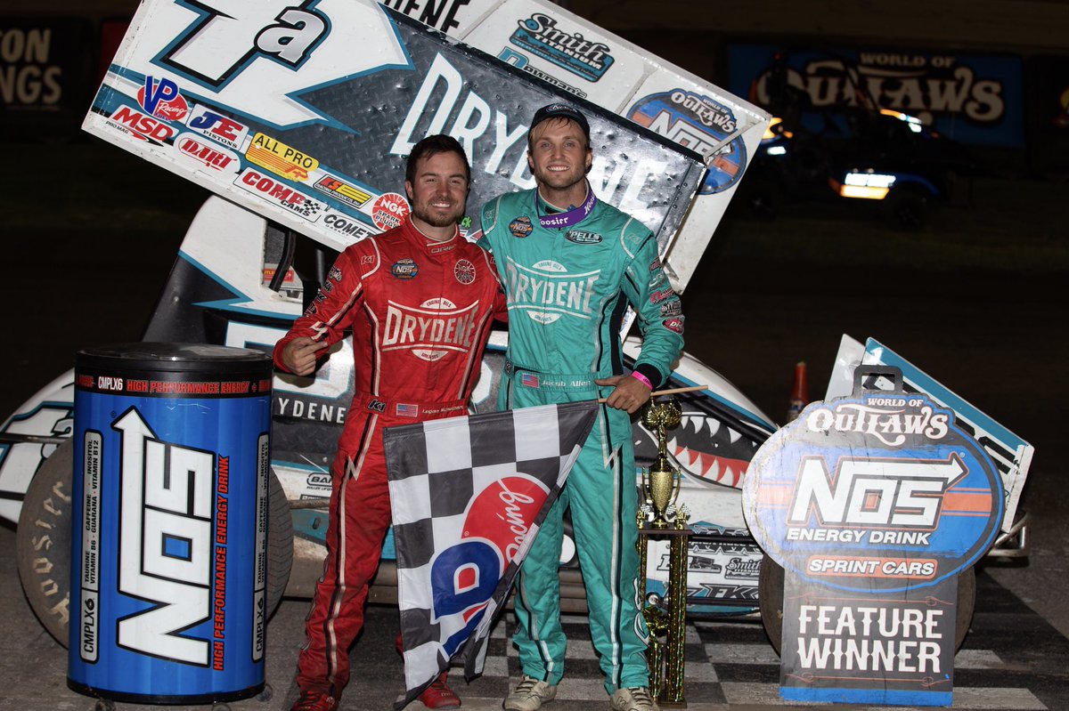 SharkRacing1a1s's tweet photo. The words we are so excited to say...”Jacob Allen won tonight’s World of Outlaws A-Main”. Thank you to everyone that made this possible. Bobby’s dream continues tomorrow night. #ChompChomp #GoTeamDrydene #ArtofFast #PellsTire 📸@trentgowerphoto https://t.co/eXeeauSZXL