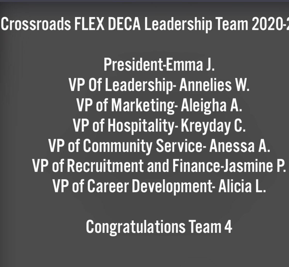 FVHSCAC's tweet image. Congratulations to @cflexdeca Leadership Team 2020-2021.  I look forward to seeing all the amazing things you accomplish. @CrossroadsFlex @NC_DECA @DECAInc @WCPSS_CTE @wcpssmagnets @CTEforNC @WCPSS