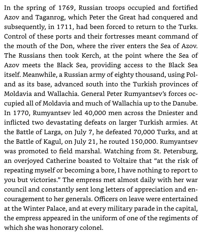 Many were worried by Russia’s influence in Poland. The Ottomans declared war to roll back the Russians, but suffered terrible defeats in 1769 & 1770 - losing Azov, Kerch, Moldavia, & most of Wallachia.