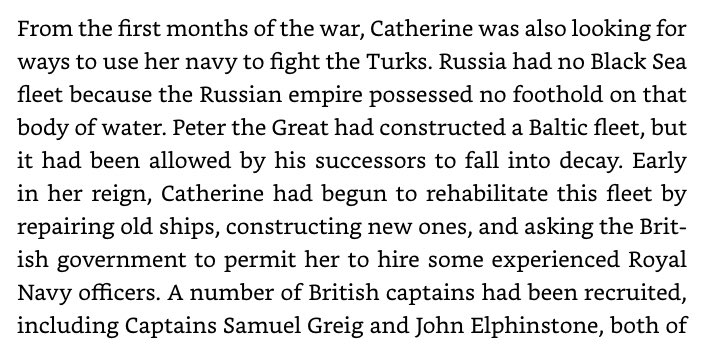 Russian navy sailed around Europe from St Petersburg to the eastern Mediterranean & destroyed the Ottoman navy in 1770. The Russian fleet tried to stir up a Greek rebellion, but hit by dysentery they returned home.