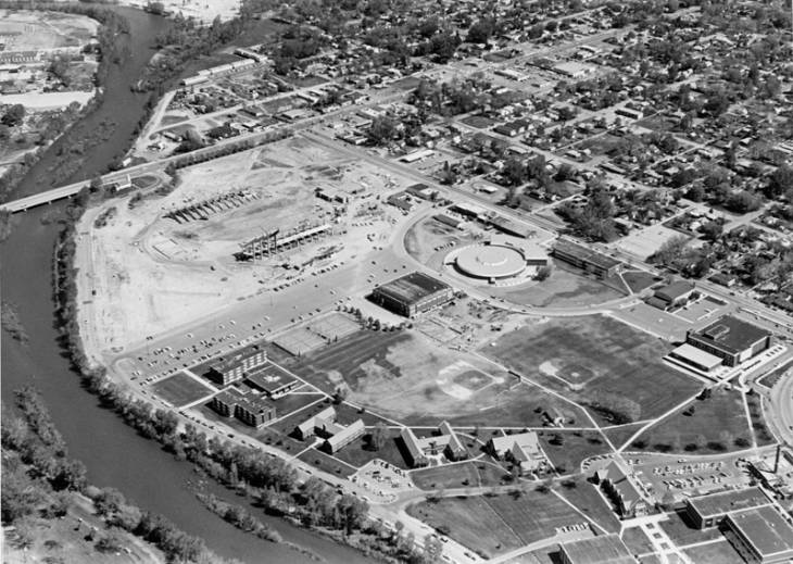 The stadium cost $2.4 million (~$16M today), sat 14,500 and was aligned in a true north-south position. It was placed partially on top of the old stadium, which had an odd NW-SE orientation.