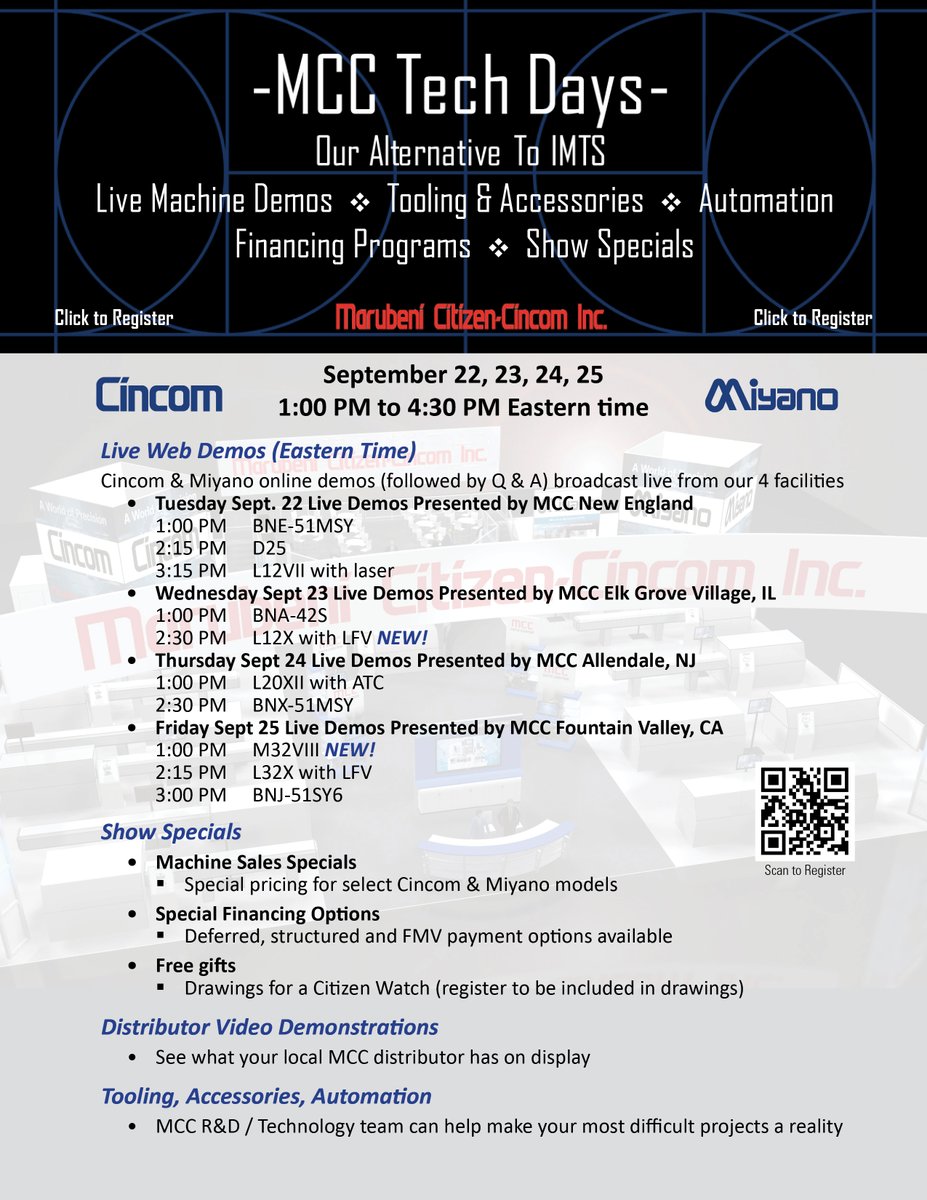 spinmach's tweet photo. Citizen-Cincom TECH Days - Live Web Demos of IMTS 2020 Content - from Spinetti Machinery - https://t.co/BCFf8S5KS0 https://t.co/BkYQNpQ715