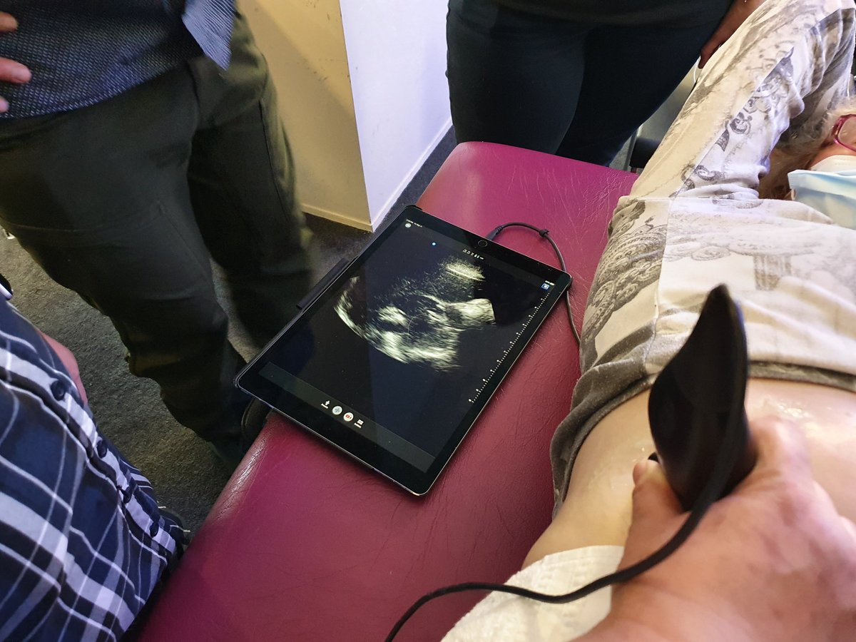 Our @PinnacleMHN rural GPs getting hands on training with @ButterflyNetInc #POCUS. Great interest during the first session on gallbladder and abdominal aorta. What can you see in the images?