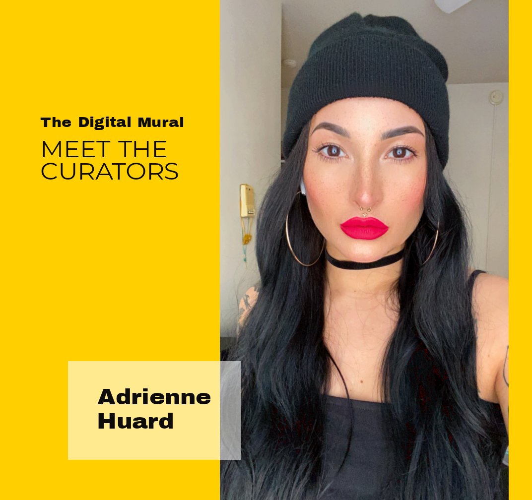 digital_mural's tweet image. Meet the curators! &quot;Boozhoo, my name is Adrienne Huard and I am Anishinaabe and turtle clan. I am registered at Couchiching First Nation and was born and raised in Winnipeg. I am an art critic, curator and PhD student in Native Studies at University of Manitoba.&quot; #digitalmural