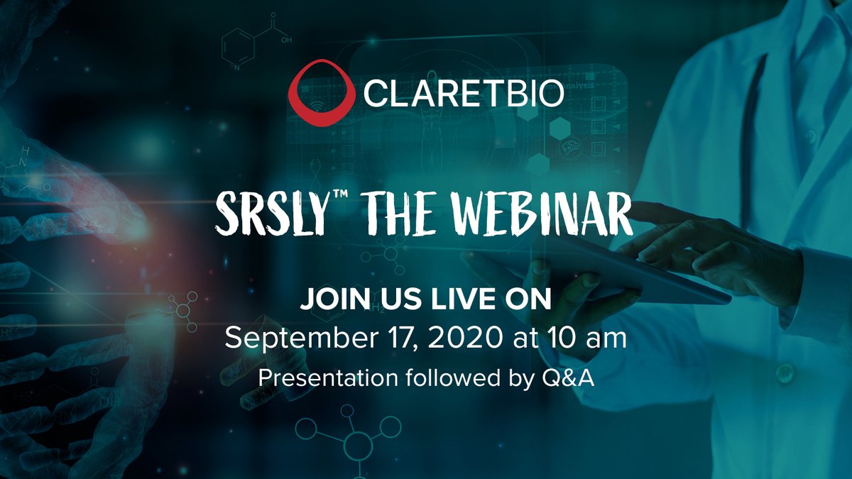 ClaretBio's tweet image. Join us next week Sept. 17th 📅 for our live webinar💻! We will present an overview of our SRSLY technology (including UMI addition) and its applications for #cfDNA #fragmentomics #rnaseq &amp;amp; #SARSCoV2 enrichment 🧬🧪Registration is free! Find it here: claretbio.com/events/2020/8/…