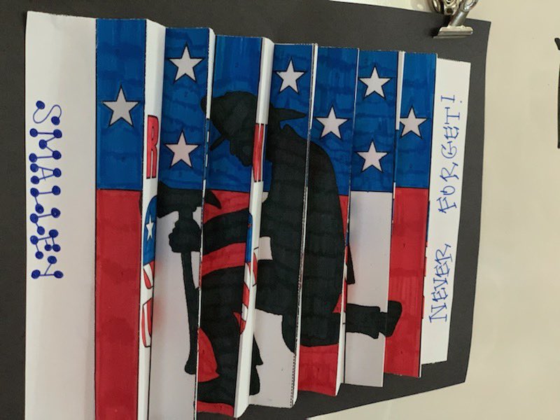 NAO_Elementary's tweet photo. Our 5th graders learned about 9-11 today. I love their remembrance display. #NES2020 https://t.co/afp98m3LHO
