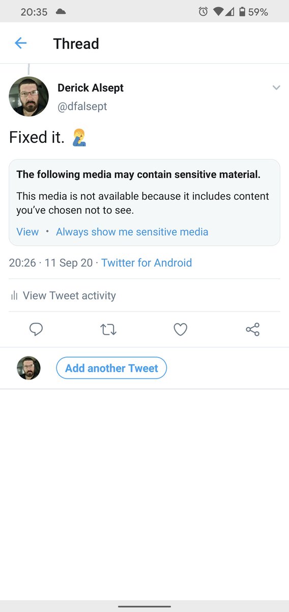 Apparently I've chosen not to see the video I posted?!?

What the actual fuck, <a href="/Twitter/">Twitter</a>?