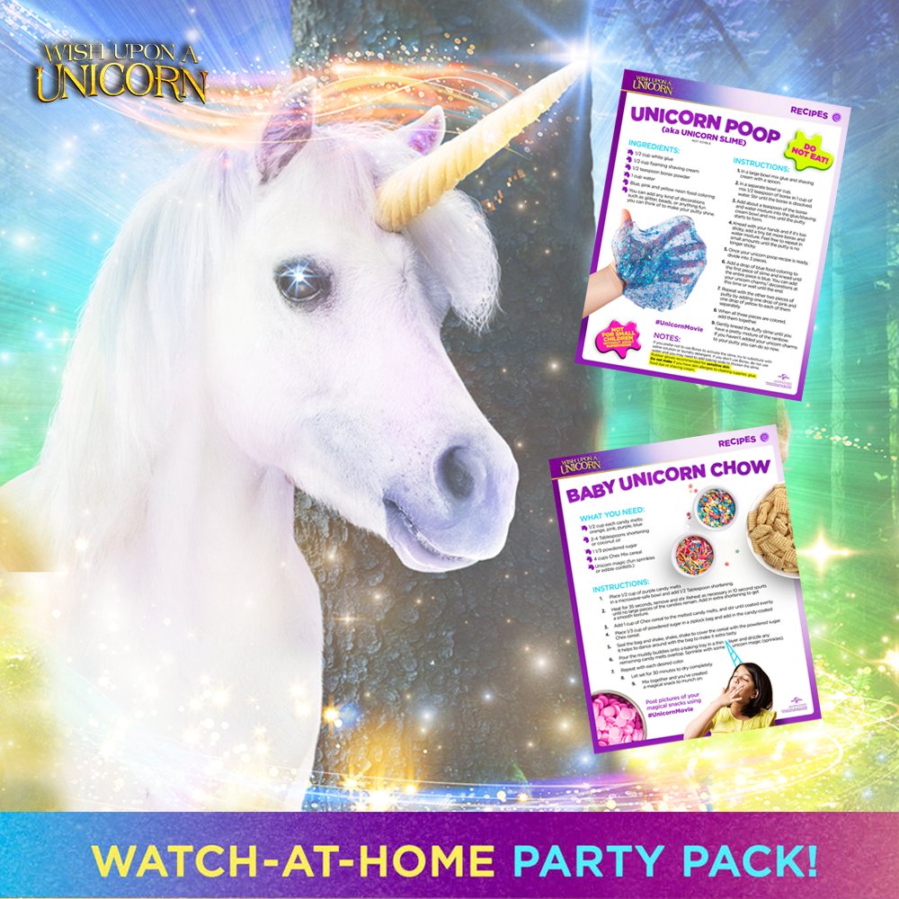 What better way to prep for your 'Wish Upon a Unicorn Watch-At-Home Party' than making Unicorn Poop and Baby Unicorn Chow! Show us your photos and get ready for #WishUponAUnicorn on DVD &amp; Digital FOUR DAYS! uphe.com/movies/wish-up…