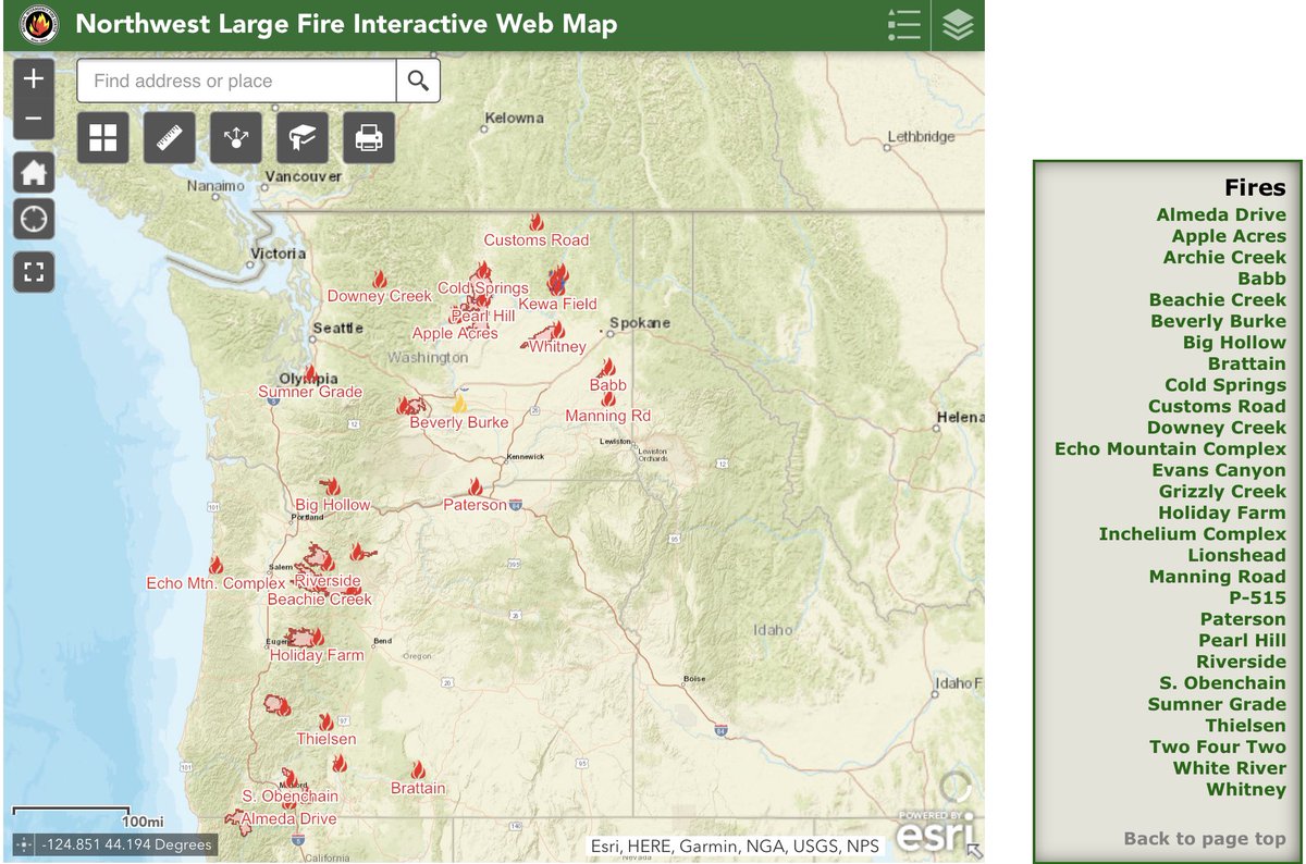 BCWildfireWkly's tweet photo. MAP I’ve Been Using To Look At #WaWILDFIRE and #OregonWildfires2020

LINK: https://t.co/kJRpk13NfG

#P515Fire #PatersonFire #PearlHillFire #RiversideFire #SouthObenchainFire #SumnerGradeFire #ThielsenFire #TwoFourTwoFire #WhiteRiverFire #WhitneyFire 3/3 https://t.co/eWnT8472CA