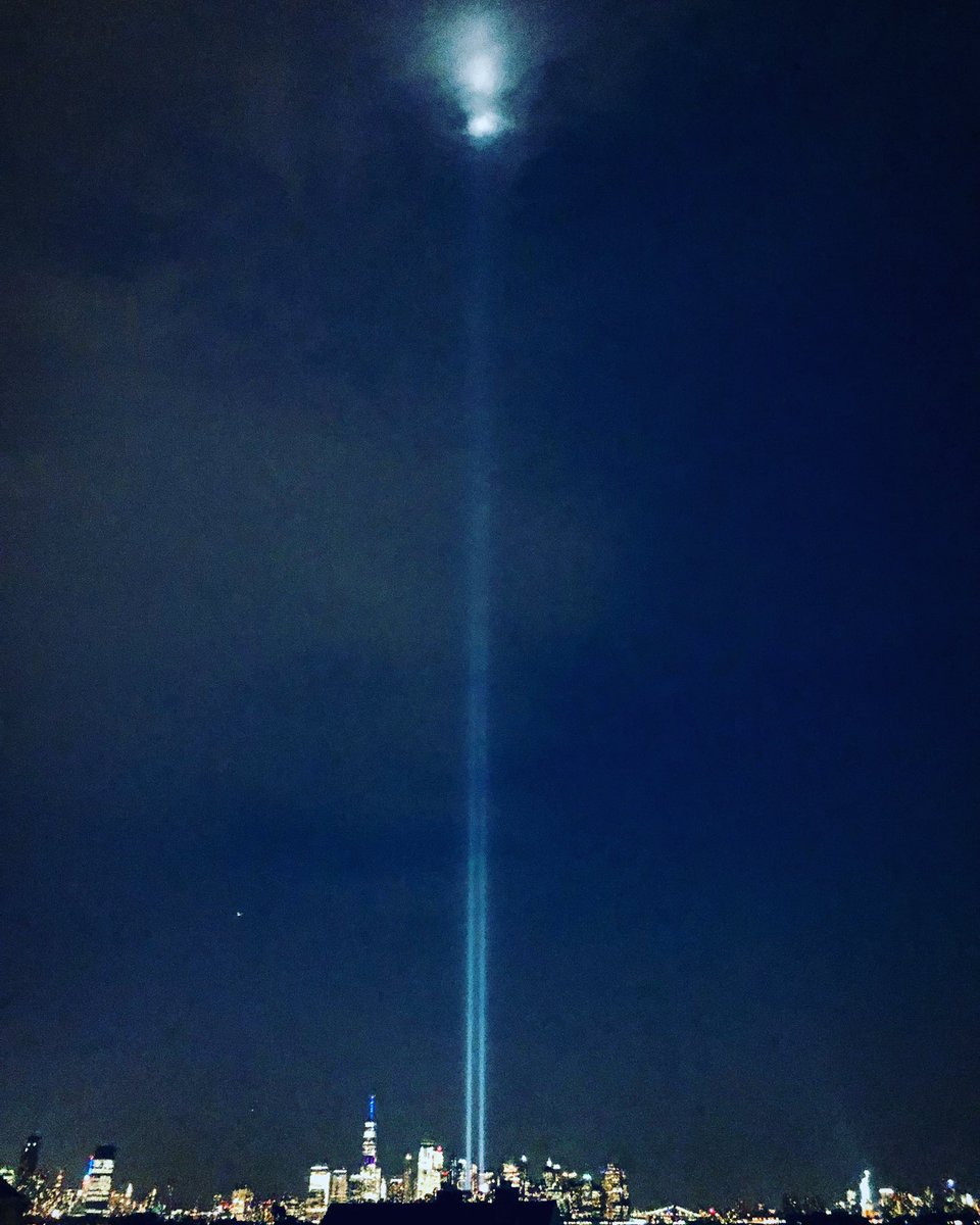 LisaMarieFalbo's tweet photo. Lights up. 🙏 

#TributeInLight #JerseyCity #PortLiberte #NeverForget #September11 https://t.co/z4L3A5iRHa