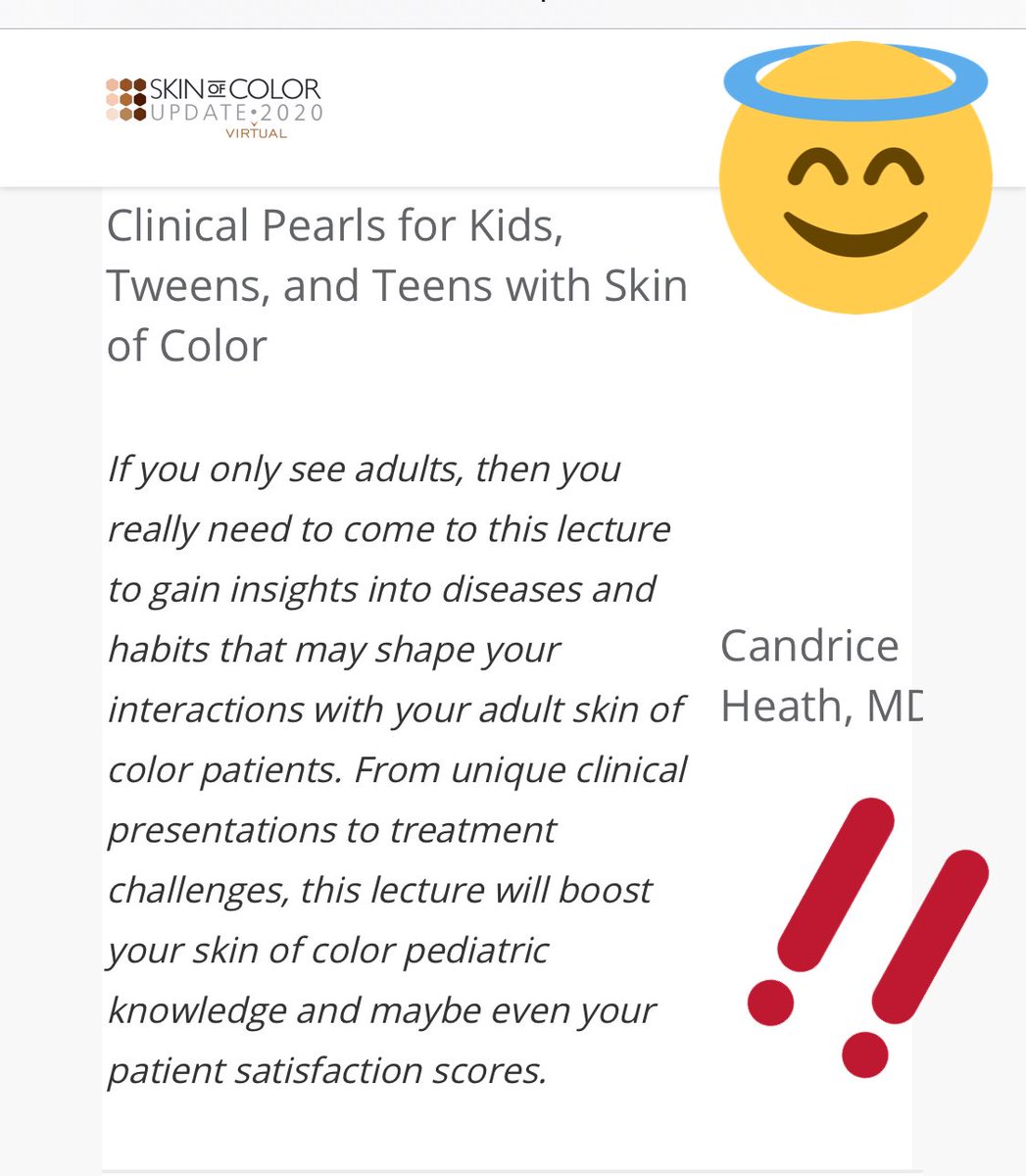 DrCandriceHeath's tweet photo. Iโm so excited about speaking at the 12th annual @SkinOfColorDerm conference 9/12 - 9/13 with the highest number of registered attendees in 12 years! Are you โgoing?โ #speaker #dermtwitter #skinofcolor I hope I can sleep tonight. Iโm #santaclaus excited๐ https://t.co/f3nDLZ7aRx