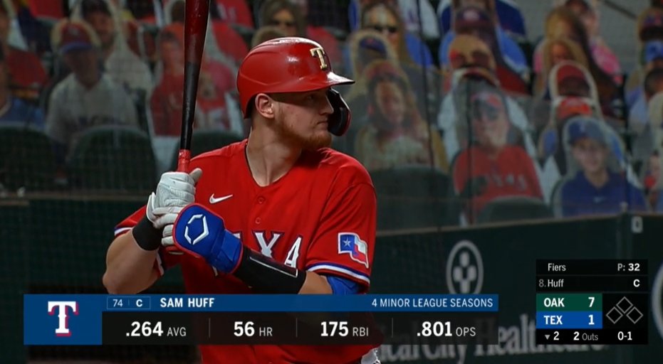 19,864th player in MLB history: Sam Huff- 7th round pick by TEX in '16 out of Arcadia HS in Phoenix, AZ- 28 HR in '19 (2nd most among MiLB catchers); had stretch w/ 9 HR in 11 G- 2019 Futures Game MVP- big dude for a catcher (6' 5", 240 lb), but good arm, improving defense