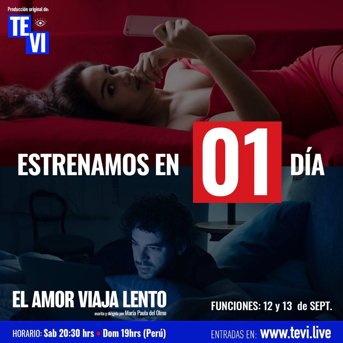 Falta 1 DÍA para El Amor Viaja Lento. Comienza este 12 de septiembre con una corta temporada. Ve por tus entradas a tevi.live ❤️