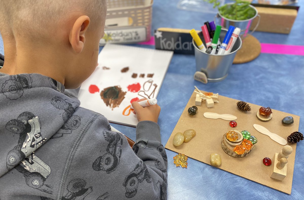Diving into Story Workshop w/ our individual Loose Parts Story Kits + Creation Mats and sharing our stories in our own special My Stories books! ✨