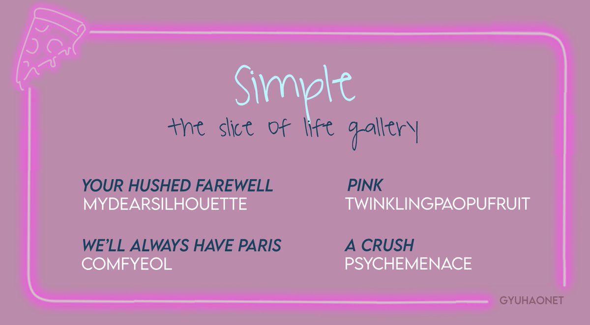 📸 Day Two 📸 
 
🍕 SIMPLE : the slice of life gallery 🍕 

All Creator's Revealed!
 
Gallery: gyuhaonet.neocities.org/simple.html
 
#snapshootfest #gyuhao