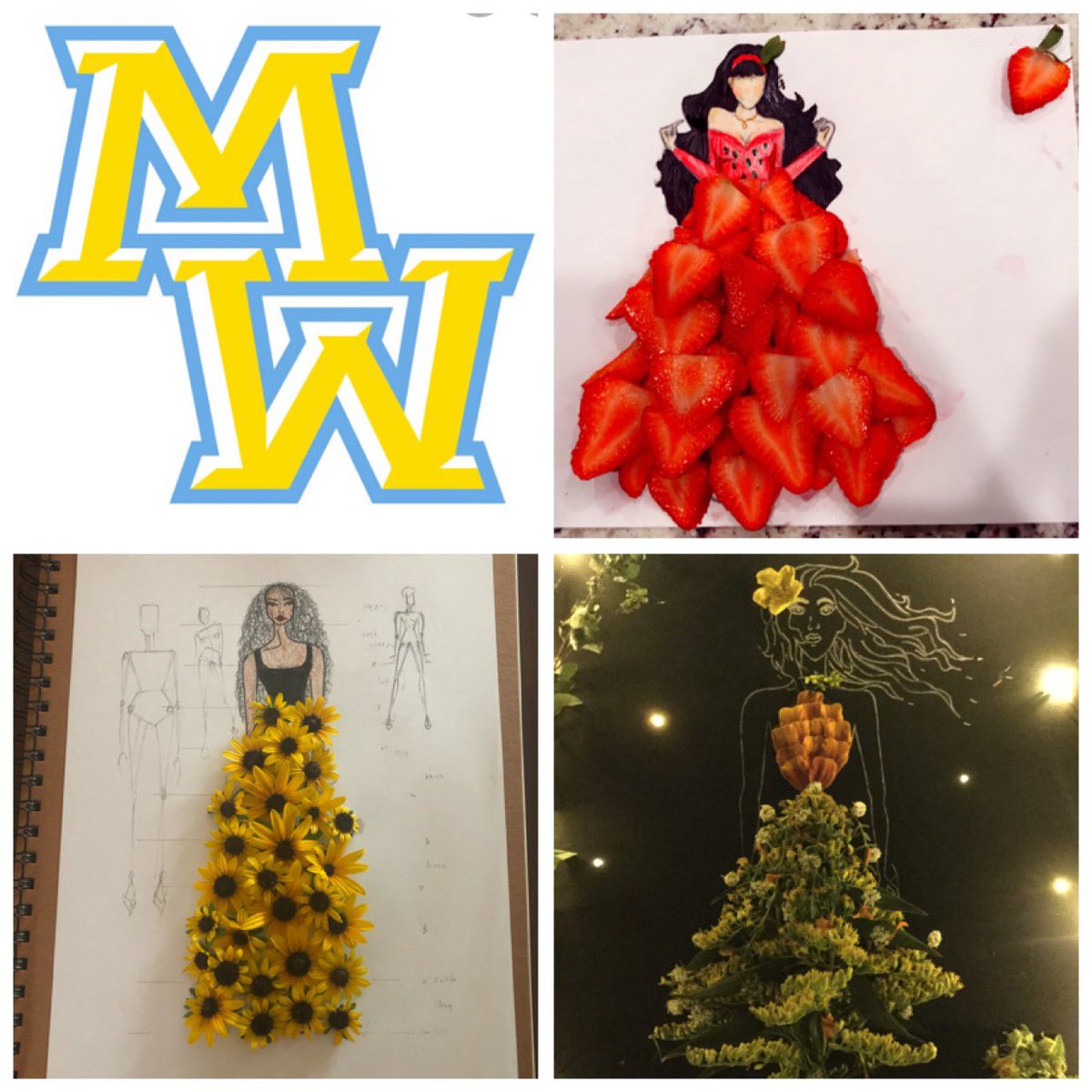 Check out the D207 Fashion Design Challenge this week. 3D croquis sketch designs! Students learned about fashion illustrator/texture sketcher <a href="/edgar_artis/">Edgar</a> &amp; these are the top 3 designs from East, South &amp; West! Students used pencil shavings, coins, spices, flowers, coconut &amp; more.