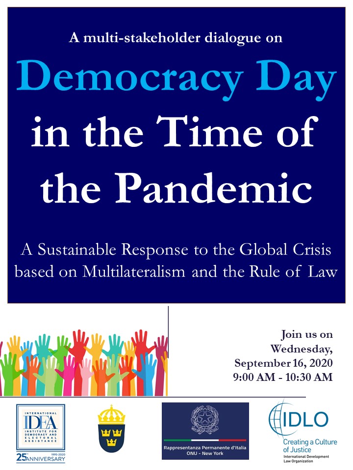 ‼️ Join <a href="/Int_IDEA/">International IDEA</a>, <a href="/IDLO/">International Development Law Organization</a>, <a href="/ItalyUN_NY/">Italy UN New York</a>, &amp; <a href="/SwedenUN/">SwedenUN 🇸🇪</a>  for a side event on the occasion of the International #DemocracyDay. This multi-stakeholder dialogue will address global crisis, #multilateralism, and #RuleOfLaw.

Please register using the form below 👇
forms.office.com/Pages/Response…