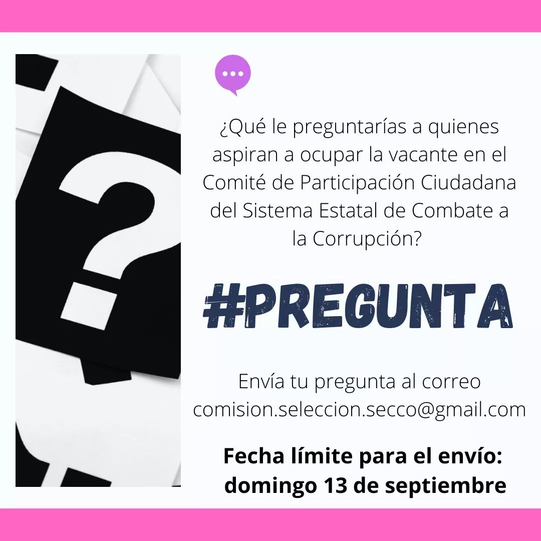 ComisionOaxaca's tweet photo. 🗣 ¿Tienes alguna pregunta que quisieras que se le hiciera a la y los ciudadanos interesados en integrar el Comité de Participación Ciudadana? Envíala, y la Comisión la planteará en la etapa de entrevistas. #Interinato https://t.co/AMlFZqvIMv