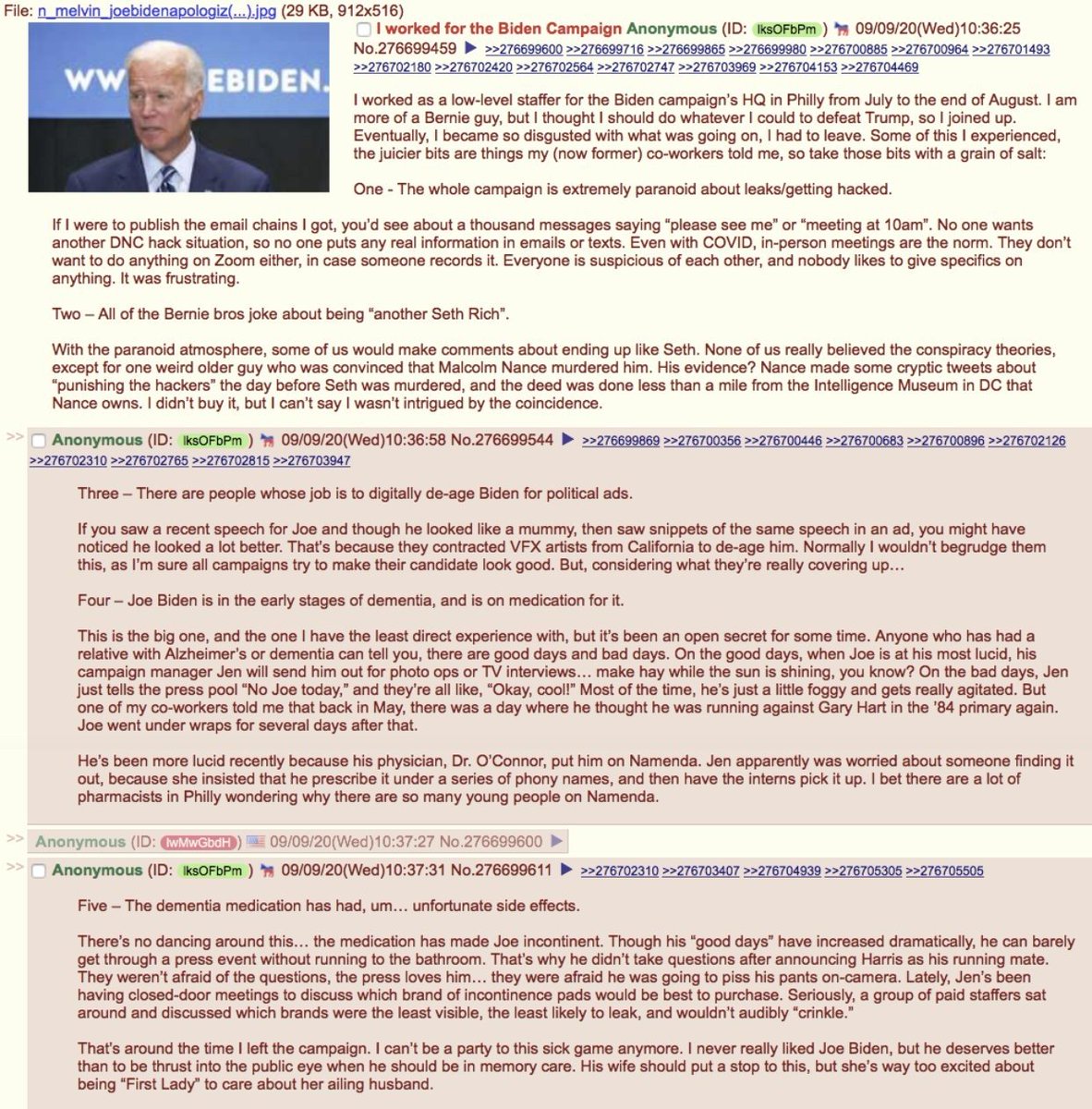 kmb122371's tweet photo. i think more ppl should see this. anon says he worked for the biden campaign.

#PassItOn #Trump2020 https://t.co/zvvSiZOD4W