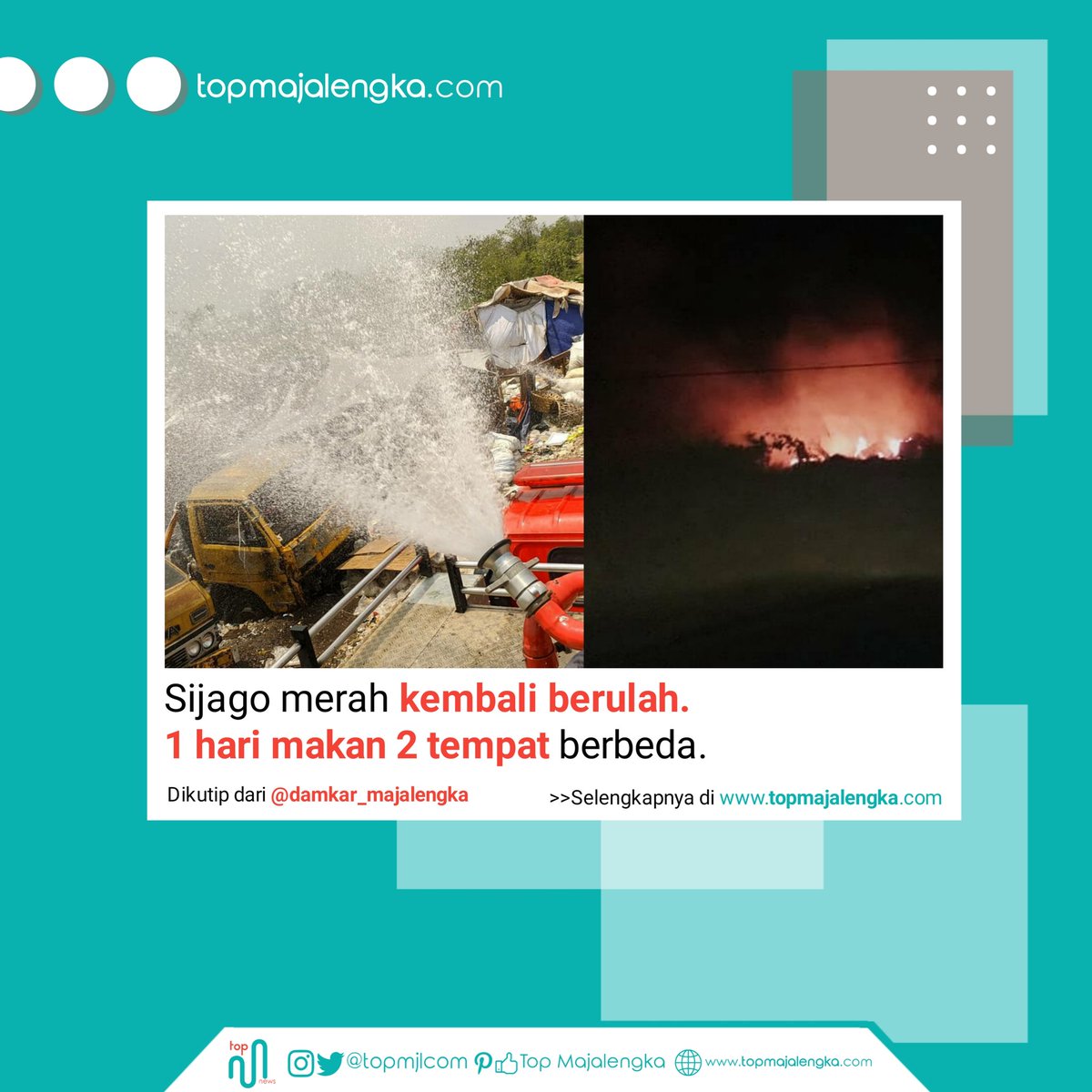 topmjlcom's tweet photo. Kembali berulahnya si jago merah. Dua tempat berbeda di Majalengka hangus...
>>Baca selengkapnya di https://t.co/E7Cs07DD4r

#majalengka #topmjlcom #ngetopkeunmajalengka https://t.co/07egH5yaGA