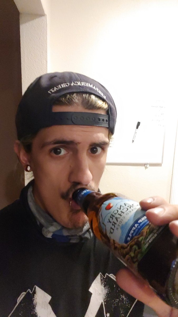 daphuque's tweet photo. @BannedDeplorab1 Here! Off work! Sipping on a cider! Pretty jazzed as there was a #TRUMPCONVOY rolling through downtown while I was on shift. Definitely made my day seeing a couple hundred #MAGA flags flying! https://t.co/4EWwa3PVHU