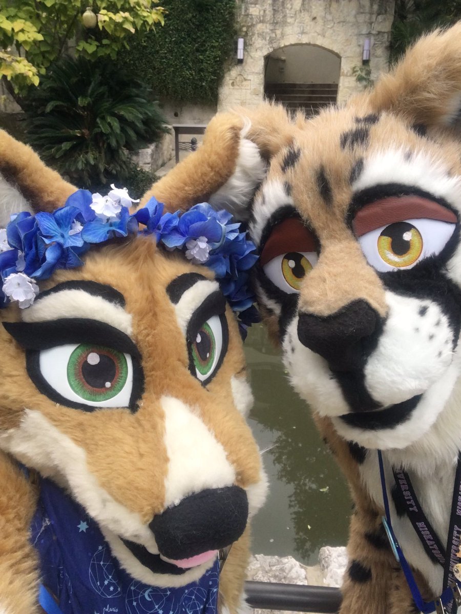 EscoDingo's tweet photo. Today’s #FursuitFriday is a throwback to #ACFI2017 with @BlkSwampCheetah. One day we will go to this con again! https://t.co/3tlwaBhEWq