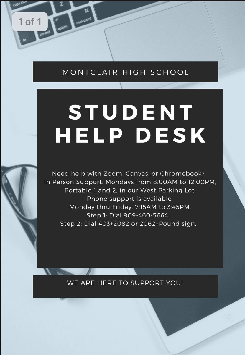 Dr. Lino Gomez (@cav_eduservices) on Twitter photo CAVS!! Beginning every Monday from 8:00AM-12:00PM we will have an in-person help desk for Zoom, Canvas, and Chromebook support!! <a href="/MontclairCavs/">Principal Gomez</a> <a href="/MontclairAVID/">Montclair HS AVID</a> <a href="/MontclairASB/">Montclair ASB</a> <a href="/CAVSRenaissance/">MHS Renaissance</a> <a href="/MoHiLinkCrew/">MHS Link Crew</a> CAVS!! Beginning every Monday from 8:00AM-12:00PM we will have an in-person help desk for Zoom, Canvas, and Chromebook support!! <a href="/MontclairCavs/">Principal Gomez</a> <a href="/MontclairAVID/">Montclair HS AVID</a> <a href="/MontclairASB/">Montclair ASB</a> <a href="/CAVSRenaissance/">MHS Renaissance</a> <a href="/MoHiLinkCrew/">MHS Link Crew</a>