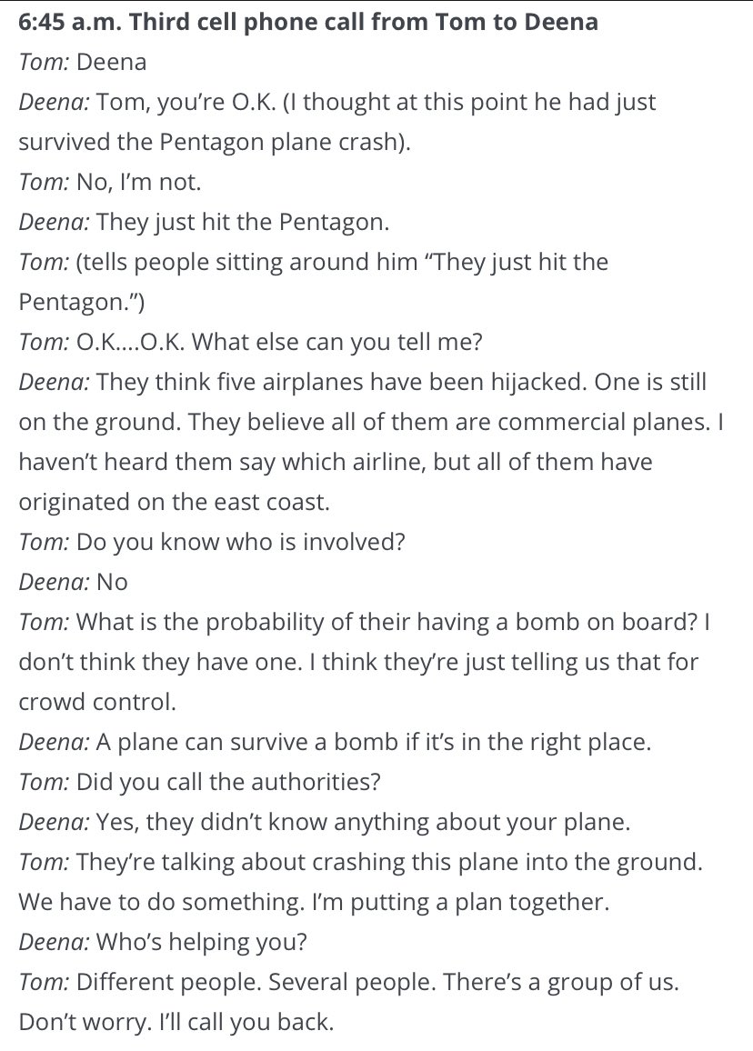 thogge's tweet photo. 4 phone calls from Tom Burnett to his wife Deena on September 11, 2001. Hero. https://t.co/Q4Pzp03uen