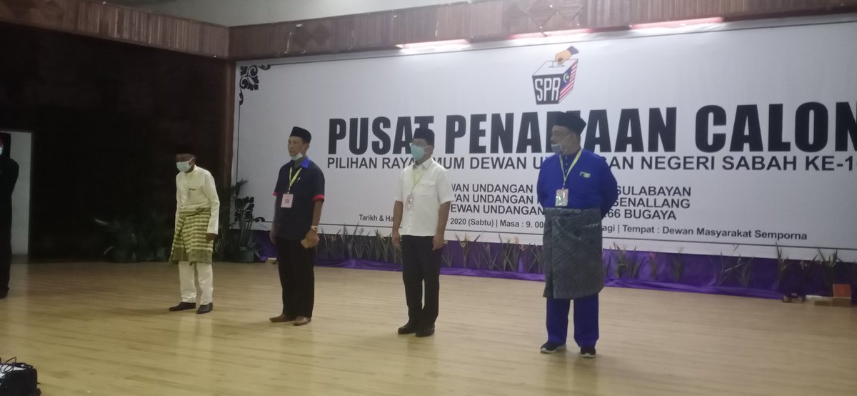 RidzalAbdullah@AwaniSabahan (@abdullahridzal) on Twitter photo Pengumuman calon DUN 64 Sulabayan(Semporna)
(1)Alahuddin Mohd Sarah (PCS)
(2) Datuk Jaujan Sambakong (WARISAN)
(3) Abdul Manan Indanan (UMNO/BN)
#SabahMemilih
#PRNSabah
#HapusCOVID19
<a href="/501Awani/">Astro AWANI</a> Pengumuman calon DUN 64 Sulabayan(Semporna)
(1)Alahuddin Mohd Sarah (PCS)
(2) Datuk Jaujan Sambakong (WARISAN)
(3) Abdul Manan Indanan (UMNO/BN)
#SabahMemilih
#PRNSabah
#HapusCOVID19
<a href="/501Awani/">Astro AWANI</a>