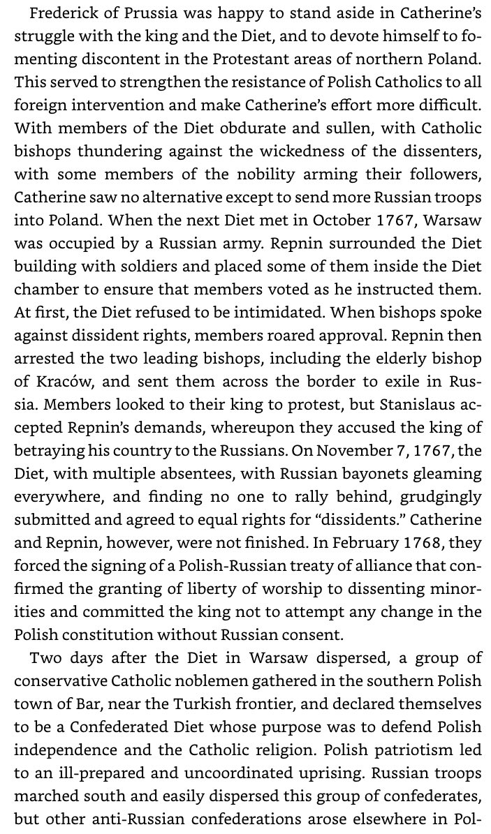 Poland’s position between Prussia & Russia in the 1760s, Catholic oppression of Protestants & Orthodox, & the Bar Confederation’s rebellion.