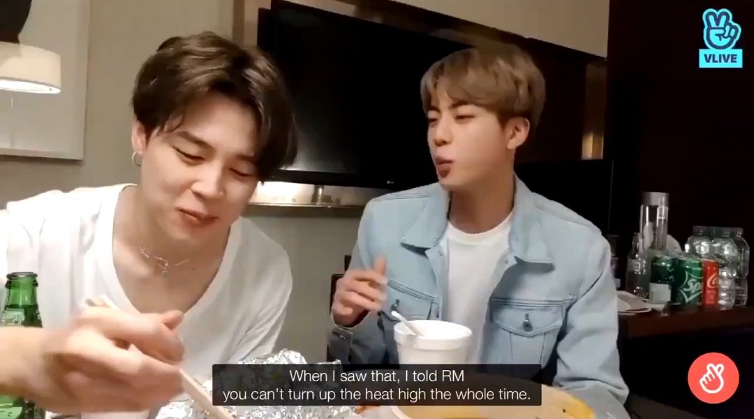 Jin may never stop joking about Joon's frying pan incident but he also hangs around everytime Joon cooks to keep an eye on him