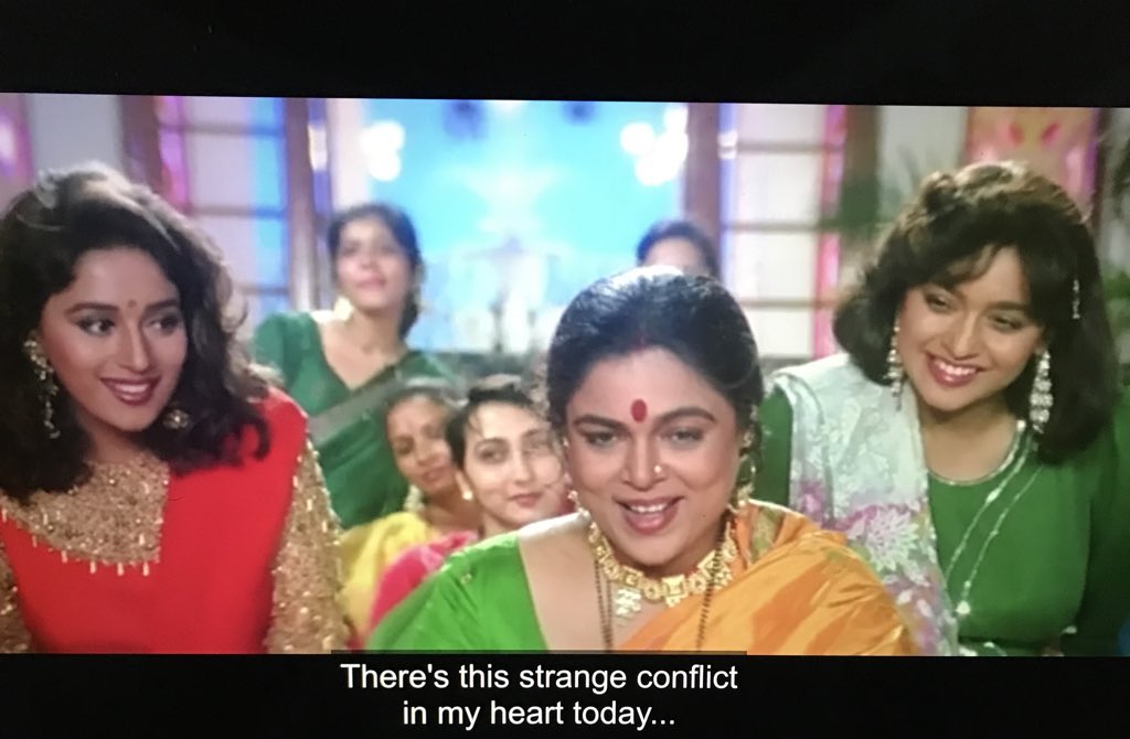 Yes... I am very conflicted too.Next line says she is singing in front of her in-law.Nisha’s mummy, I don’t think you need to do anything else. You are over thinking
