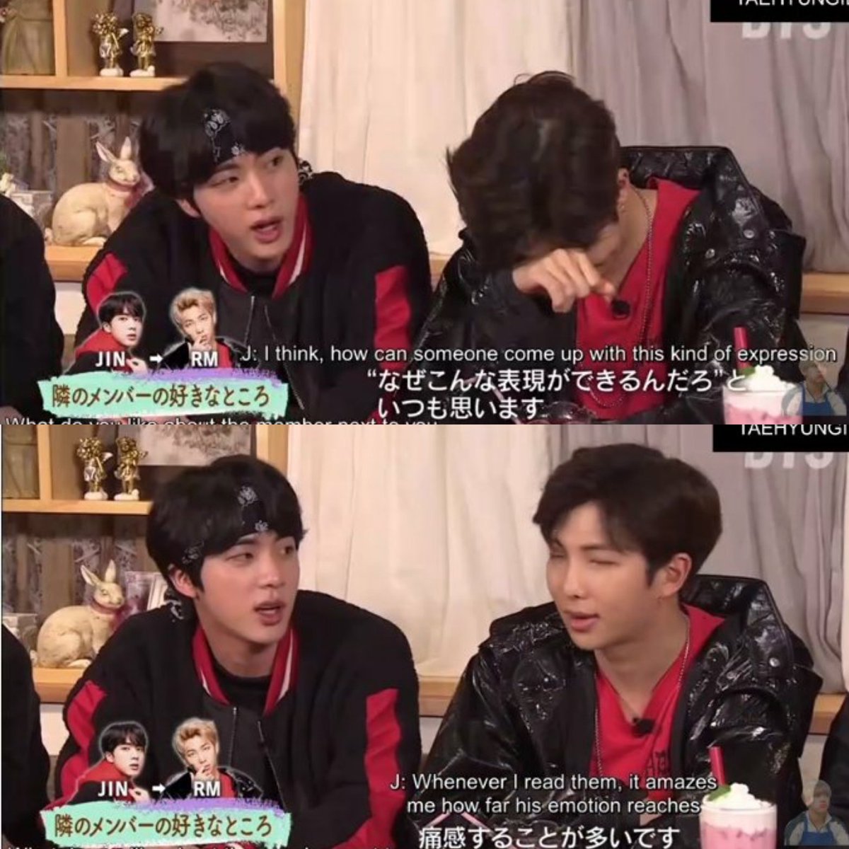 Jin said appreciate Namjoon's lyrics writing skills and I agree