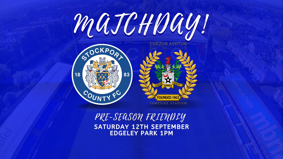 IT'S MATCHDAY! 🤝

🆚️ <a href="/StockportCounty/">Stockport County</a> (Friendly)
📍 Edgeley Park 
⏰ 1pm
🎫 Behind closed doors.

The match will be available to watch live here 👉 youtube.com/c/StockportCou…

#ProudToBeHere