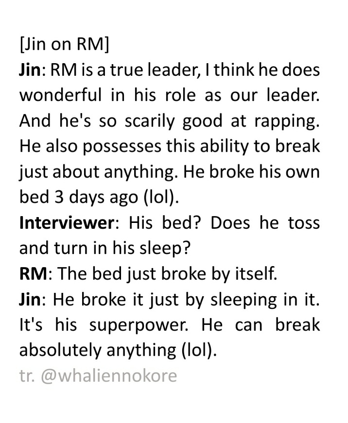 He appreciates and admire Namjoon's leadership so much that he takes a step back so his influence stays strong while he supporte him on his side 