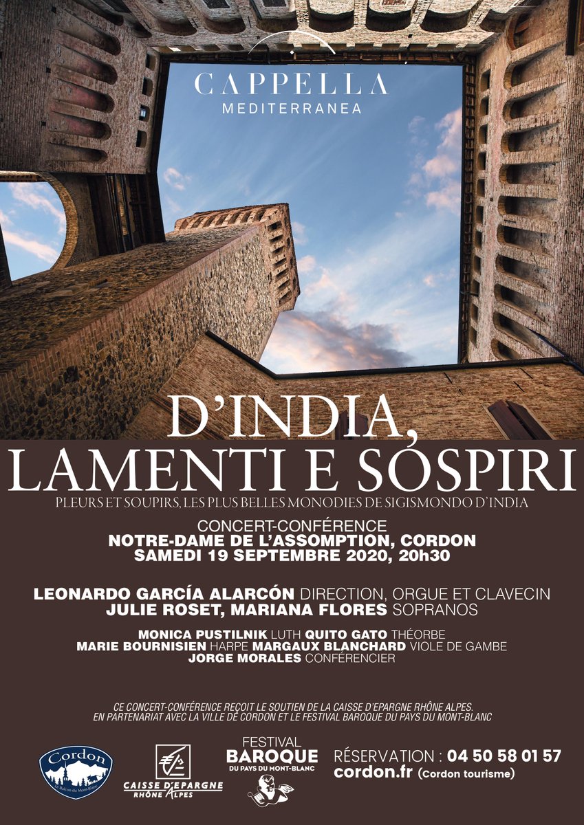Cappella Mediterranea, concert d'exception en l'église de Cordon ce 19 sept, places limitées 0450580157