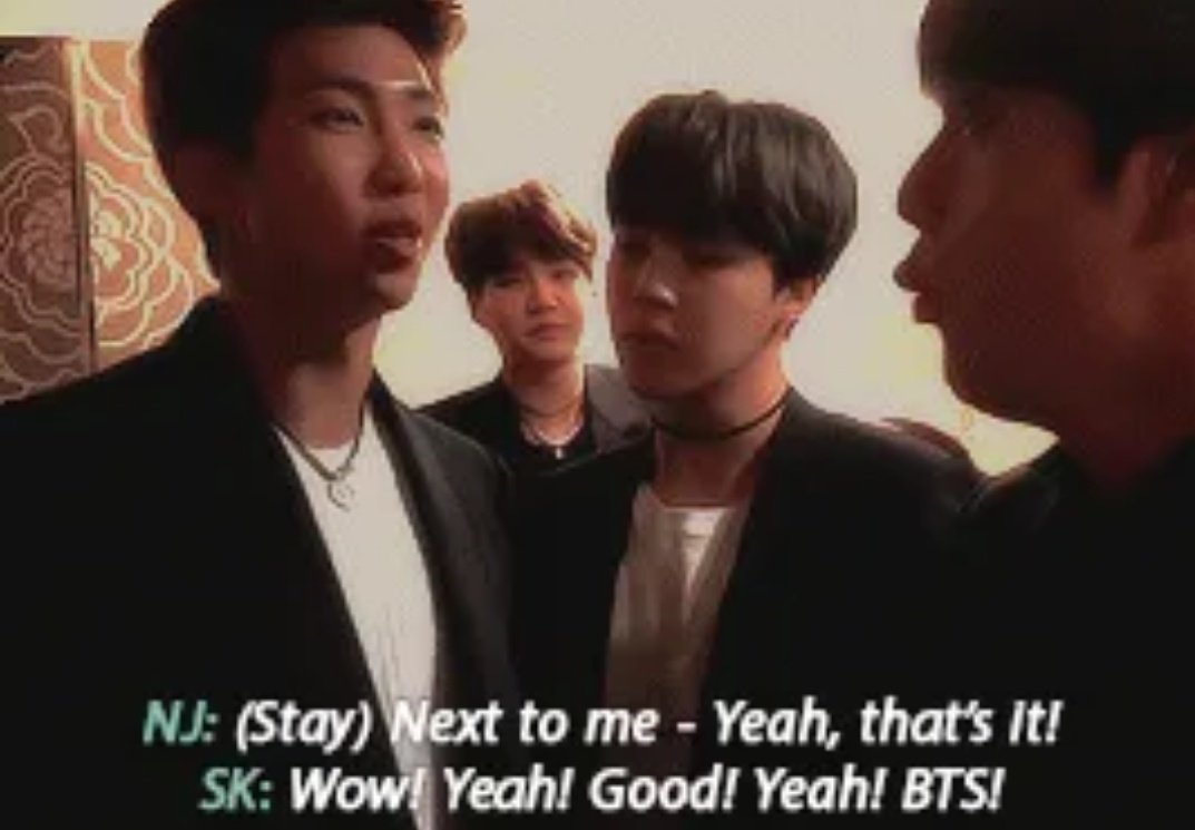 Seokjin stays by his side as he asked because Joon maybe the leader & a force to reckon withbbut he is also young dongsaeng who want his hyung by his side 